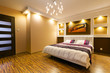 Modern master bedroom interior with picture of shipwreck