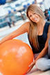 Photo: Woman with a pilates ball Woman with a pilates ball