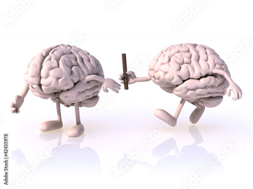 Illustration: relay race between brains relay race between brains