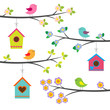 Vector: Birds and birdhouses. Vector set Birds and birdhouses. Vector set