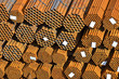 Stacked rusty steel pipe ready for shipment