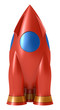 Toy rocket isolated on white background
