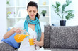 young beautiful woman with orange juice