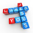 Jesus loves you (blue and red)