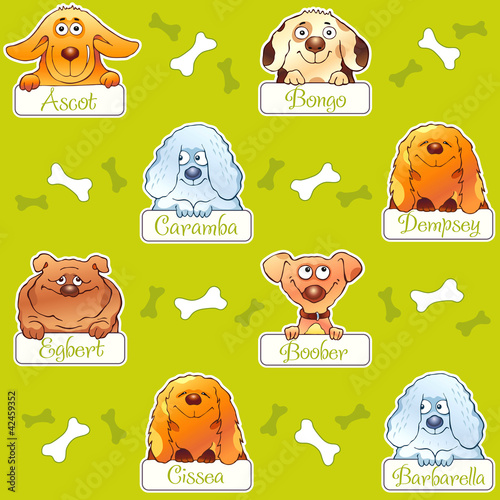 Vector: Funny dog snouts, cartoon seamless pattern Funny dog snouts, cartoon seamless pattern
