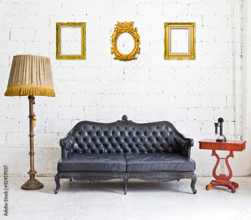 Photo: vintage luxury armchair in white room vintage luxury armchair in white room