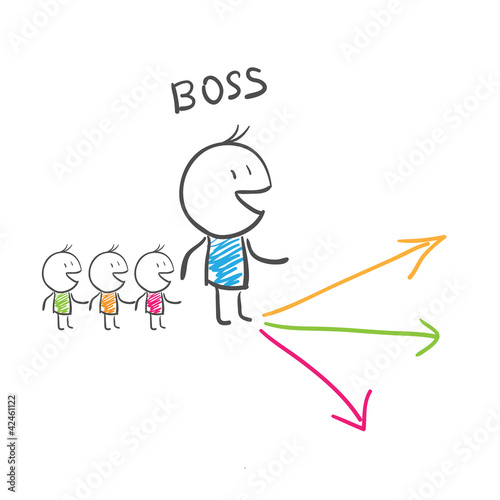 Vektor: The leader chooses a direction of movement. Illustration. The leader chooses a direction of movement. Illustration.