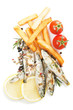 Foto: Grilled sardine fish with french fries Grilled sardine fish with french fries