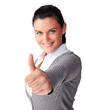 Photo: young business woman, thumb up young business woman, thumb up
