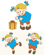 Vector: Little happy baby girl mascot set Little happy baby girl mascot set