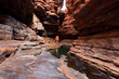 Water flowing deep below in gorge