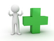 3d man showing thumbs up with green plus sign