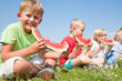 Children eating watermelon