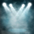 Spotlight blue on smog background