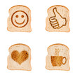Toasts grillés avec symboles