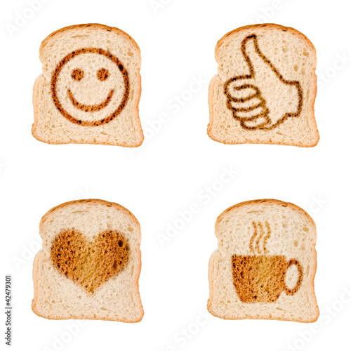 Photo: Toasts grillés avec symboles Toasts grillés avec symboles