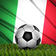 Illustration: soccer ball on grass on National Flag. Country Italy soccer ball on grass on National Flag. Country Italy