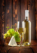 Photo: White wine with grapes and blue cheese White wine with grapes and blue cheese