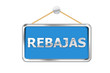 Cartel azul rebajas