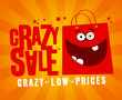 Crazy sale design template, with fun red bag.