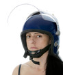 police woman in riot helmet