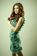 Photo: brunette and green dress brunette and green dress