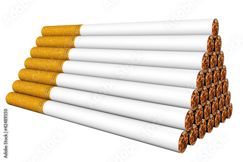 Illustration: Stack of cigarettes on the white Stack of cigarettes on the white