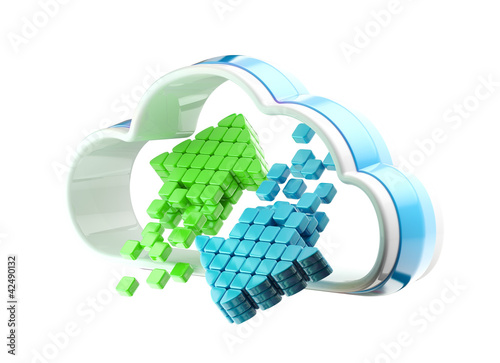 Illustration: Cloud computing technology icon emblem Cloud computing technology icon emblem