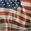 Waving vintage American flag textured background. With dry blood