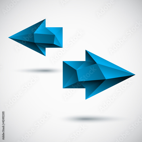 Vector: 3d blue (cyan) arrows set with shadow and light background 3d blue (cyan) arrows set with shadow and light background