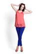 Photo: Beautiful woman wearing red blouse Beautiful woman wearing red blouse