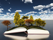 Autumn trees on book