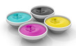 Illustration: CMYK liquid inks with drops CMYK liquid inks with drops