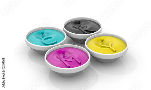 Illustrazione: CMYK liquid inks with drops CMYK liquid inks with drops