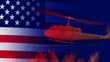 Flag USA and silhouette war
