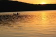 tranquil scene of sunset canoeing