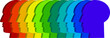 Perfil de cabeza masculina en fila de colores