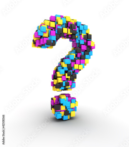 Illustration: Question cmyk concept 3d render Question cmyk concept 3d render