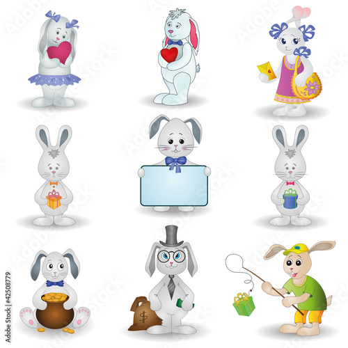 Vektor: Set toy rabbits Set toy rabbits