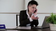 Young punk businesswoman during work in the office