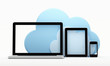 Cloud computing, laptop, tablet pc and smart phone