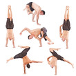 Set of young man acrobatics gymnastic