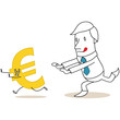Geschäftsmann, jagt Euro, rennend, Währungen