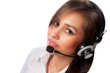 beautiful woman with headset smiling