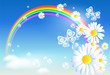 Rainbow and flowers