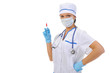 nurse with a syringe in his hand.