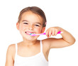 Cute little girl brushing teeth