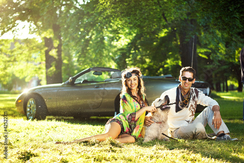 Photo: Happy family with dog Happy family with dog