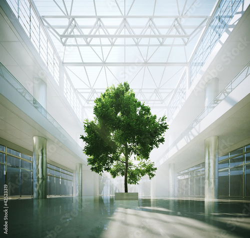 Illustrazione: Atrium | Hall - Modern architecture interior Atrium | Hall - Modern architecture interior