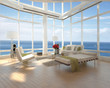 canvas print picture - Modern Luxury Beach Loft / Apartment with Sea View
